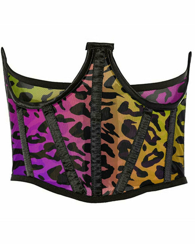 Rainbow Animal Print Mesh Underbust Waist Cincher