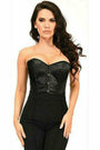 Black Satin Overbust Corset with Busk Closure