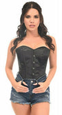 Black Satin Overbust Corset with Busk Closure