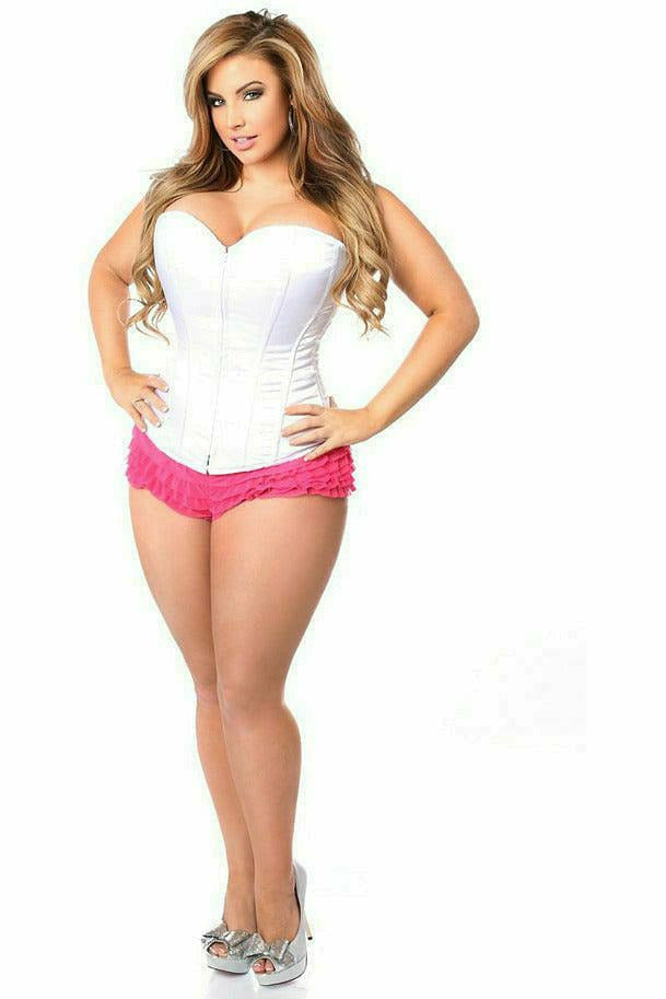 White Sweetheart Front Zipper Corset
