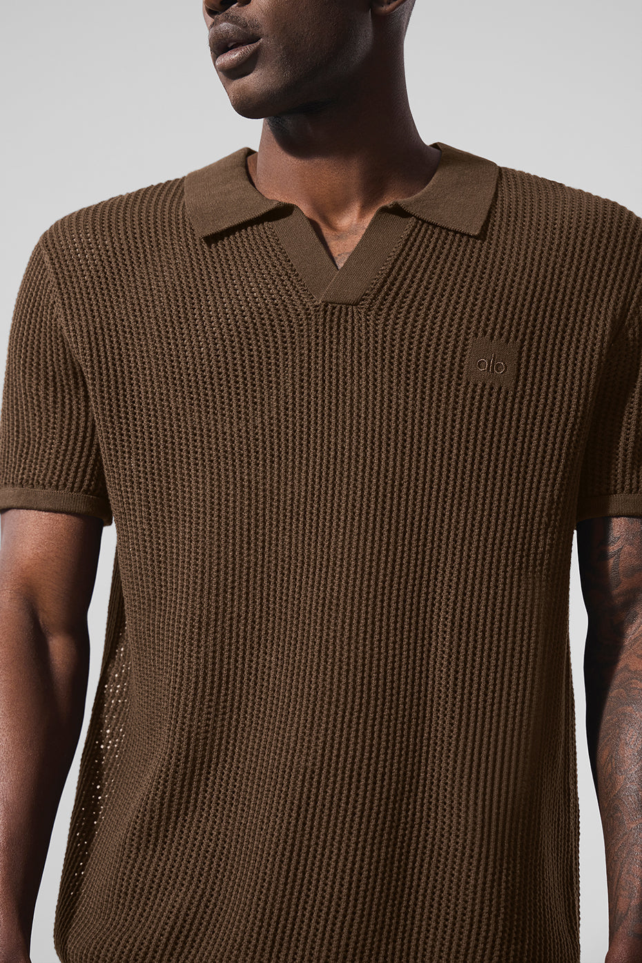 Open-Knit Polo - Espresso