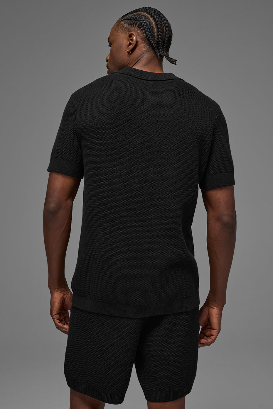 Sports Club Sweater Knit Polo - Black