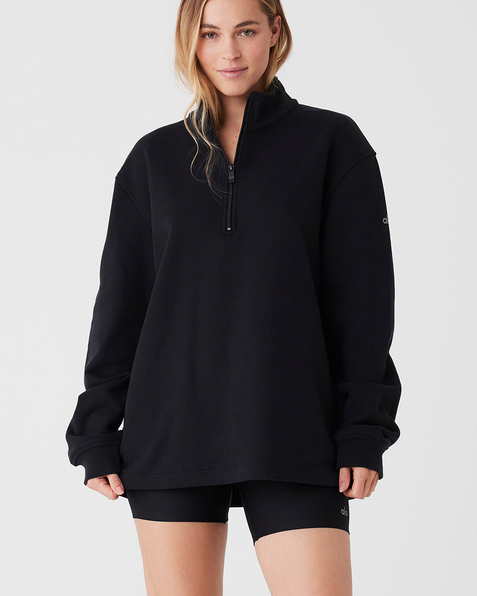 Renown Heavy Weight 1/4 Zip - Black