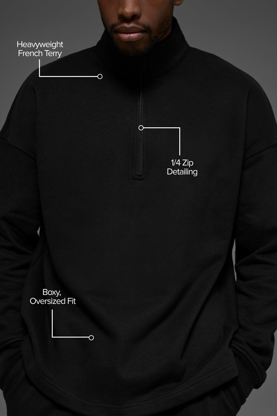 Renown Heavy Weight 1/4 Zip - Black