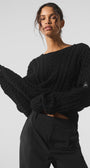 Cable Knit Crew Neck Sweater - Black