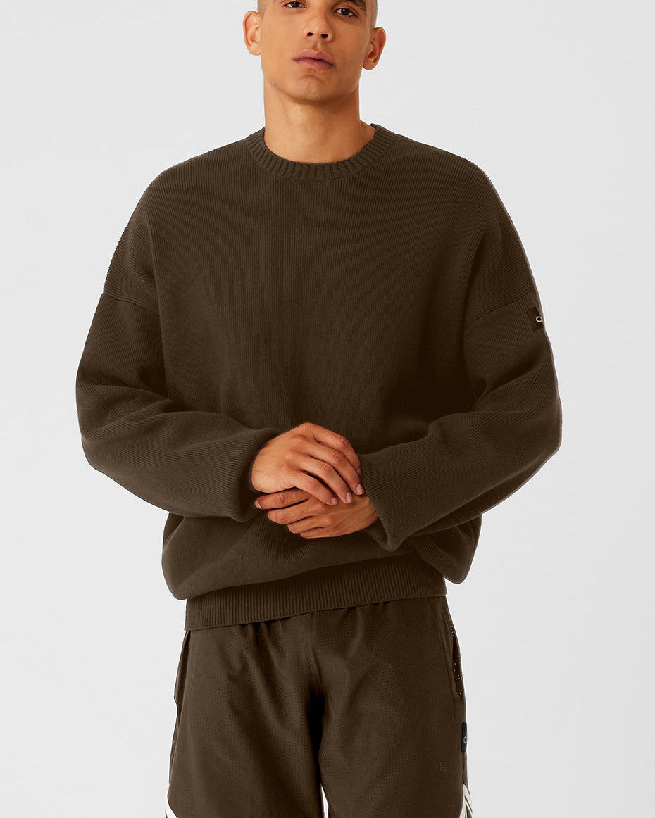 Scholar Crew Neck Sweater - Espresso