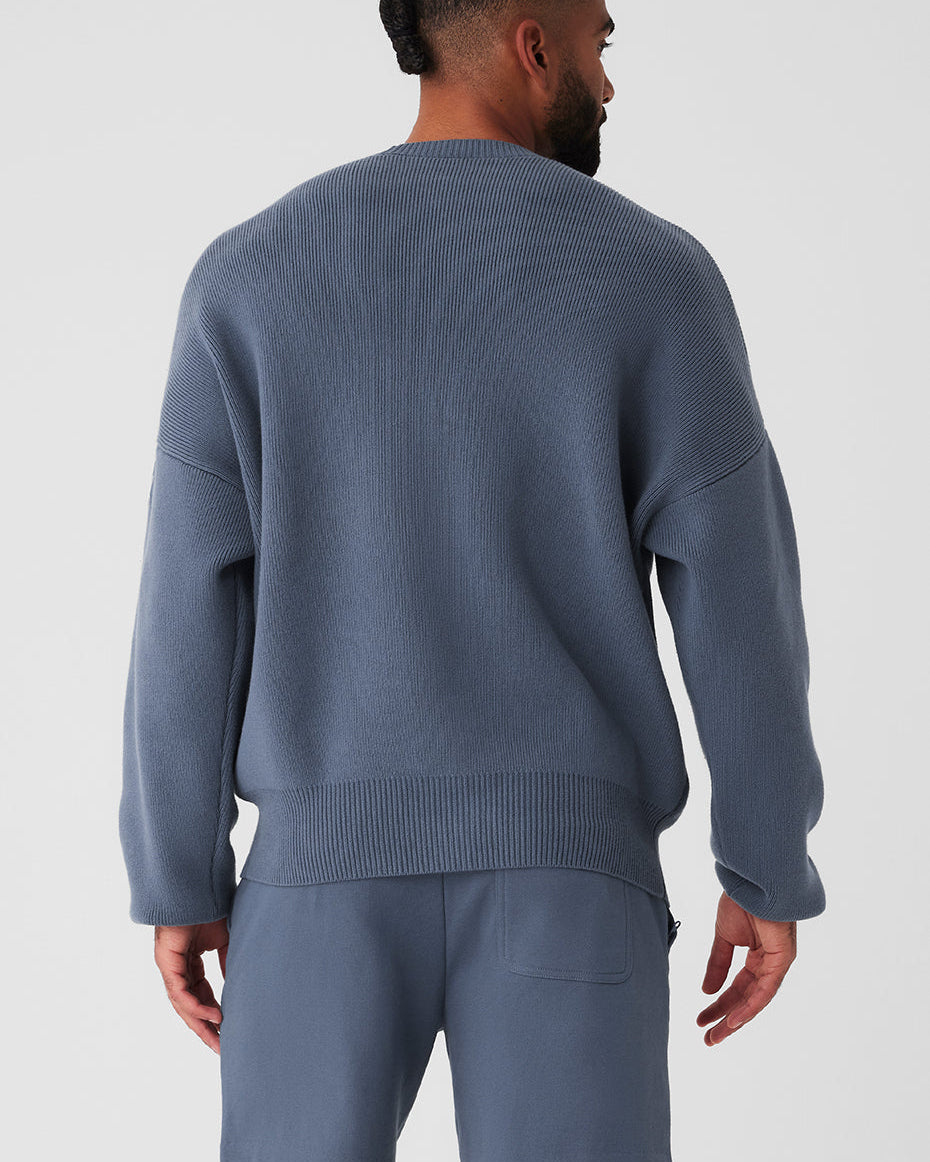 Scholar Crew Neck Sweater - Bluestone