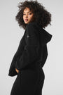 Domain Rib Knit Full Zip Sweater - Black