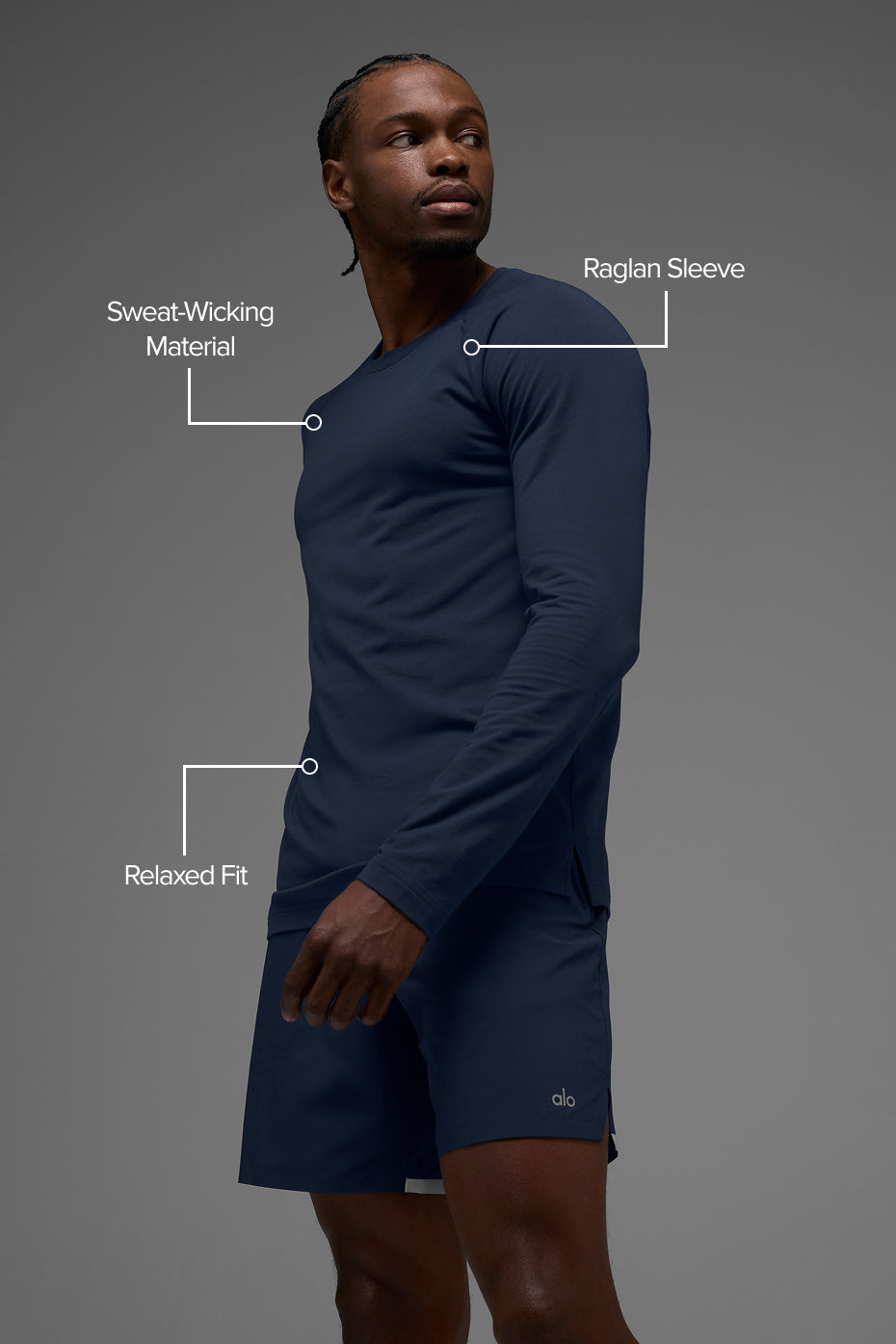 ALO Vapor Crewneck Long Sleeve - Navy