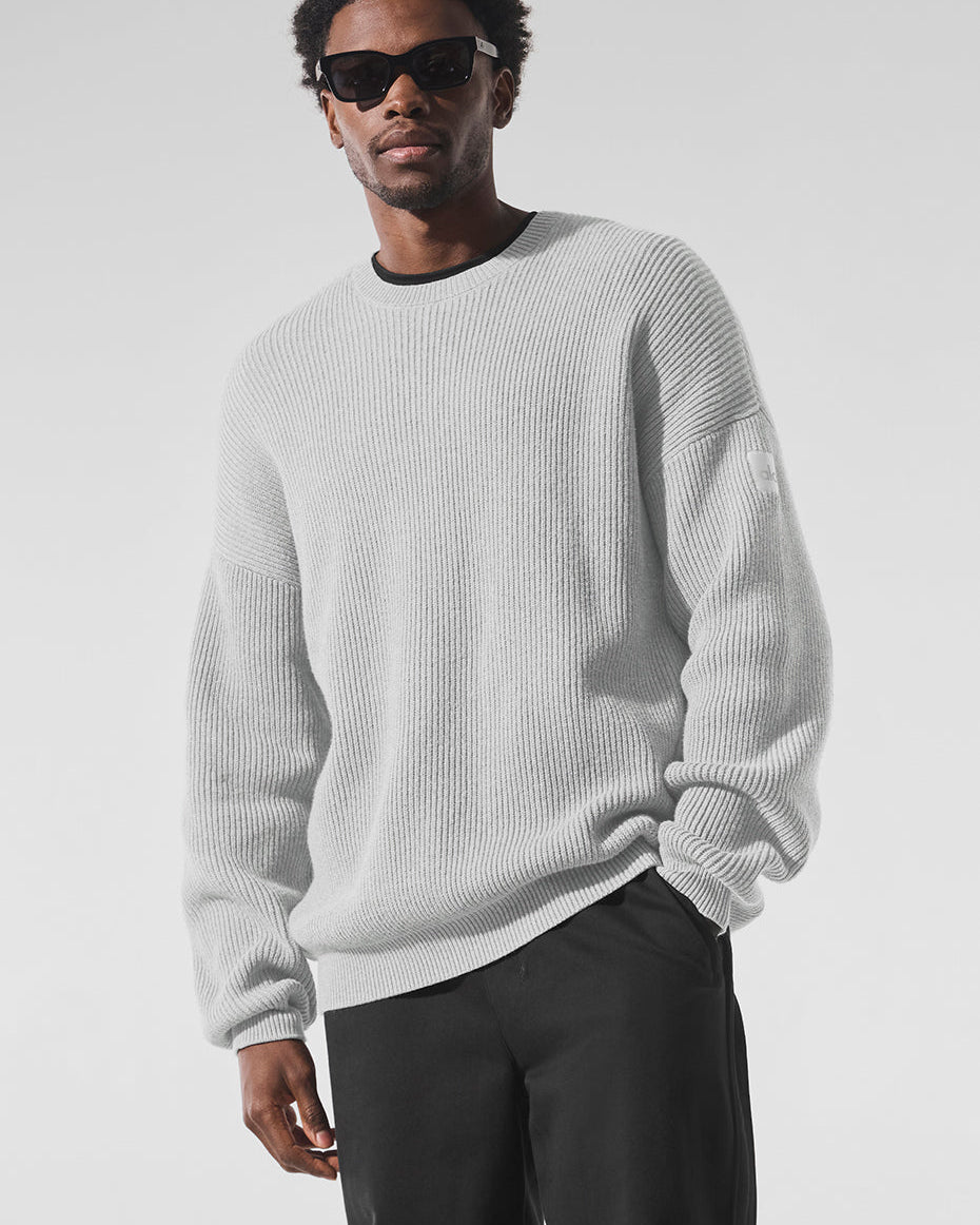 Domain Rib Knit Crew Sweater - Athletic Heather Grey