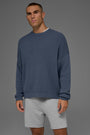 Domain Rib Knit Crew Sweater - Bluestone