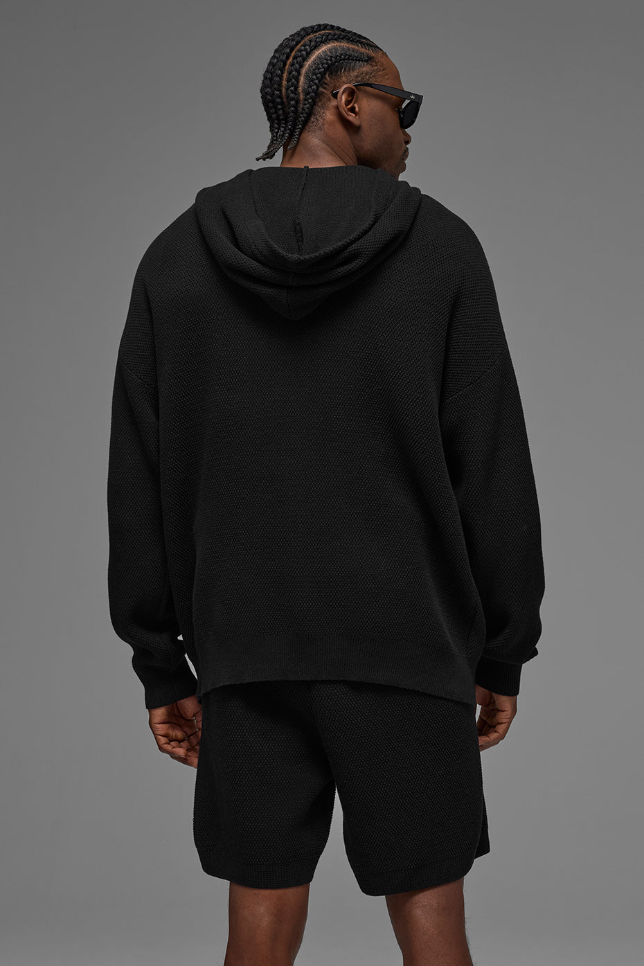 Sports Club Sweater Knit Hoodie - Black