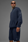 Sports Club Sweater Knit Hoodie - Navy