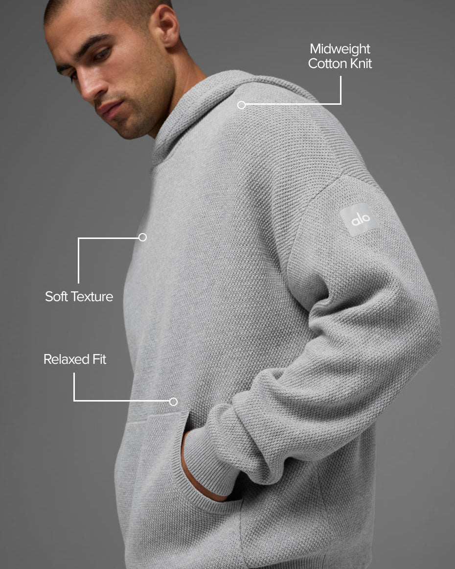 Sports Club Sweater Knit Hoodie - Athletic Heather Grey