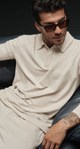 Double Take Long Sleeve Polo - Bone