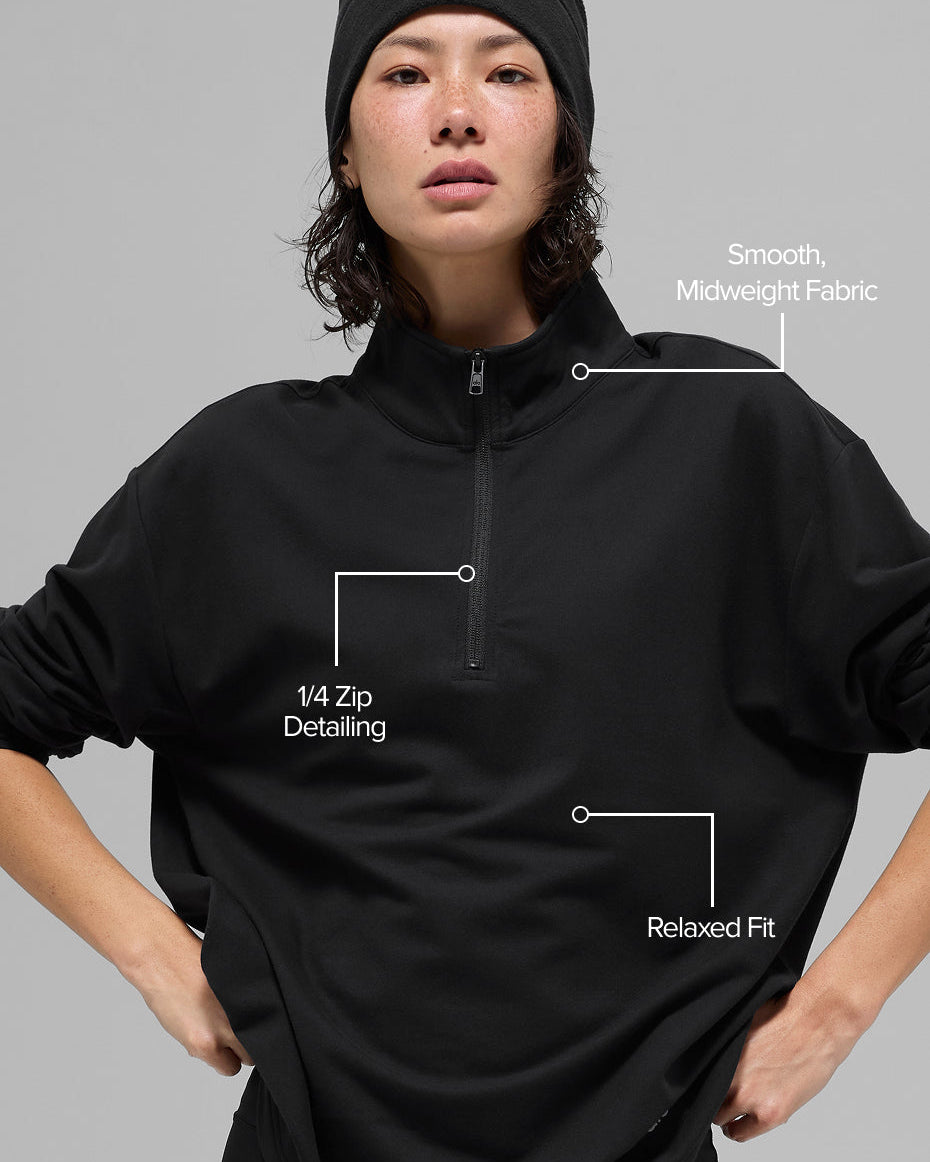 Double Take Long Sleeve 1/4 Zip - Black