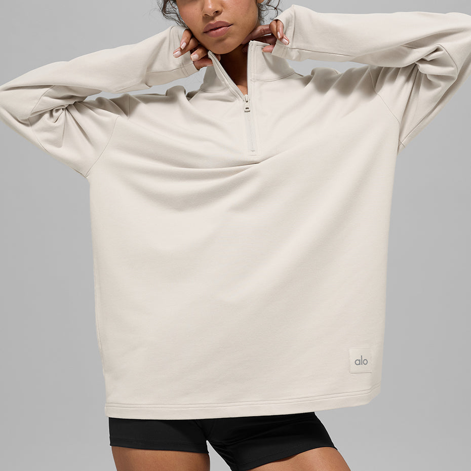 Double Take Long Sleeve 1/4 Zip - Bone