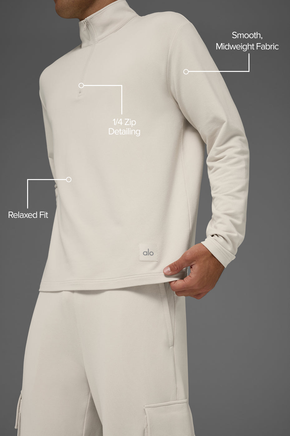 Double Take Long Sleeve 1/4 Zip - Bone