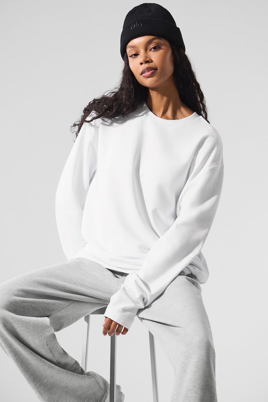 Double Take Long Sleeve Crew - White