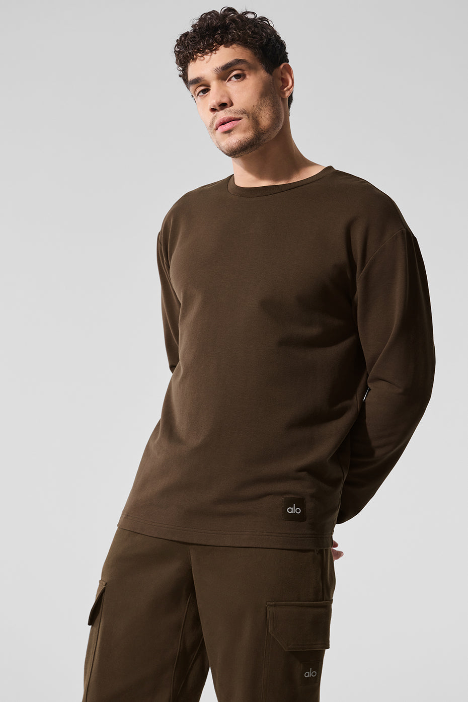 Double Take Long Sleeve Crew - Espresso