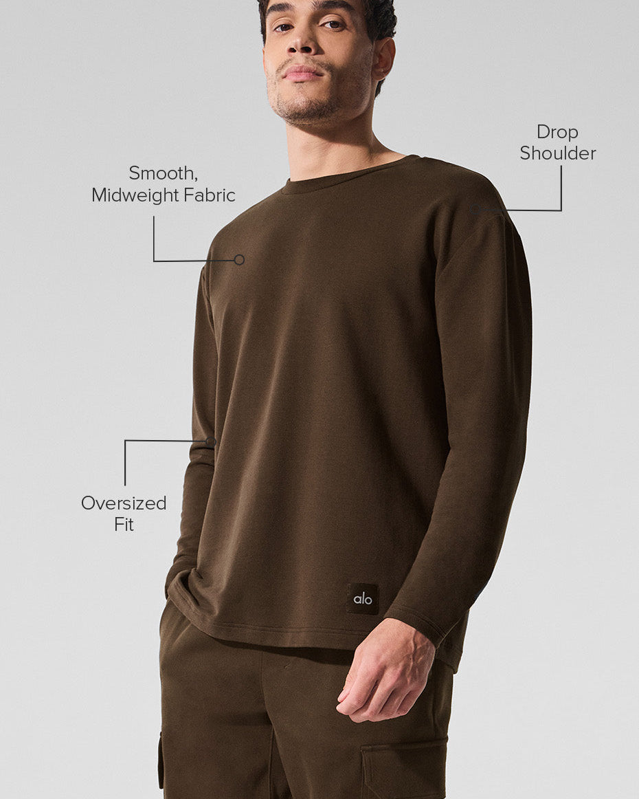 Double Take Long Sleeve Crew - Espresso