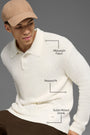 Textured Knit Long Sleeve Polo - Ivory