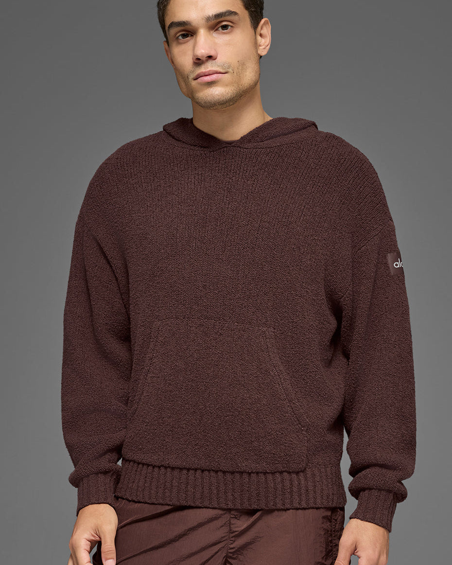 Textured Knit Hoodie - Brownstone
