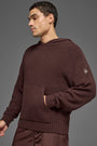 Textured Knit Hoodie - Brownstone