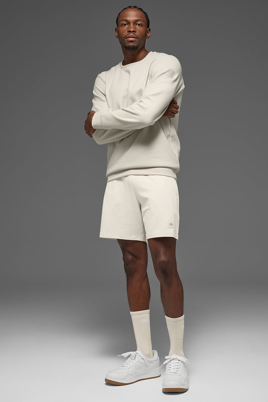 Waffle Lounge Long Sleeve Crew - Bone