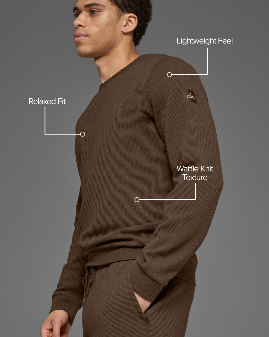 Waffle Lounge Long Sleeve Crew - Espresso