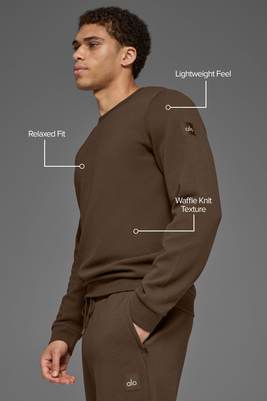 Waffle Lounge Long Sleeve Crew - Espresso