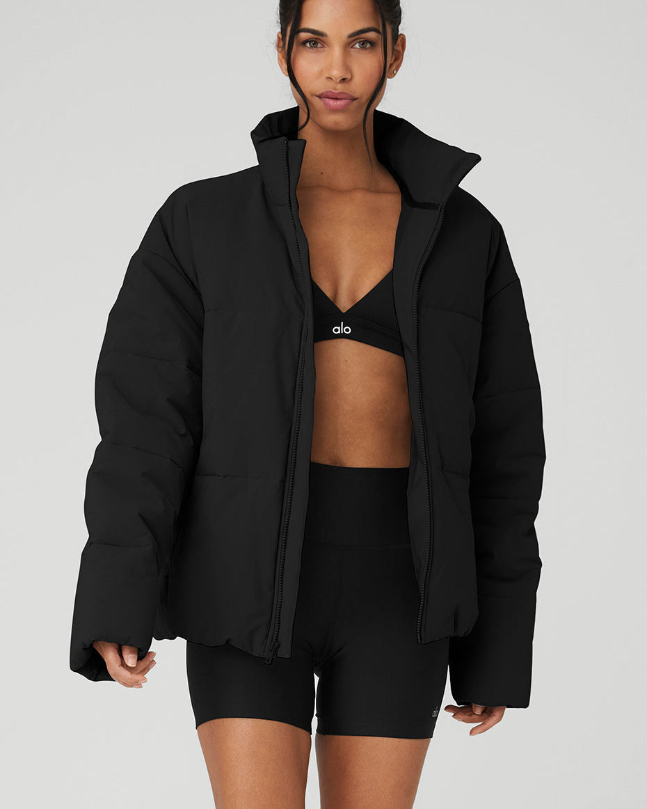 Stretch Woven Street Puffer - Black