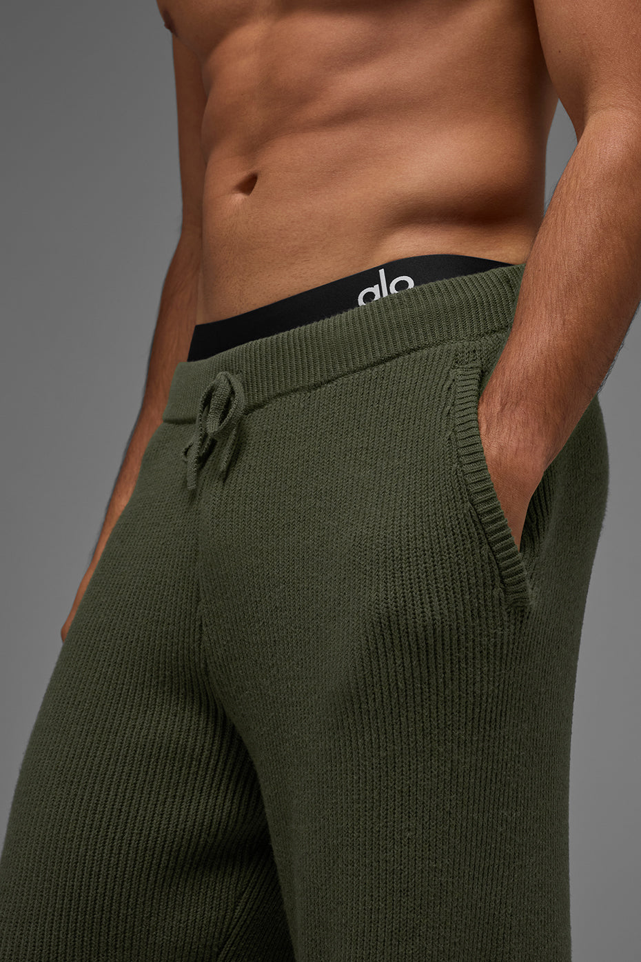 Domain Rib Knit Sweatpant - Green Olive