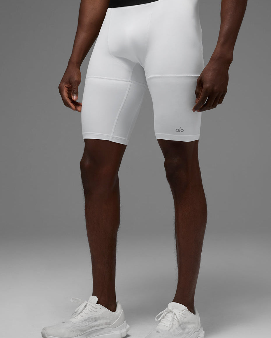 9" Flight Compression Short - White