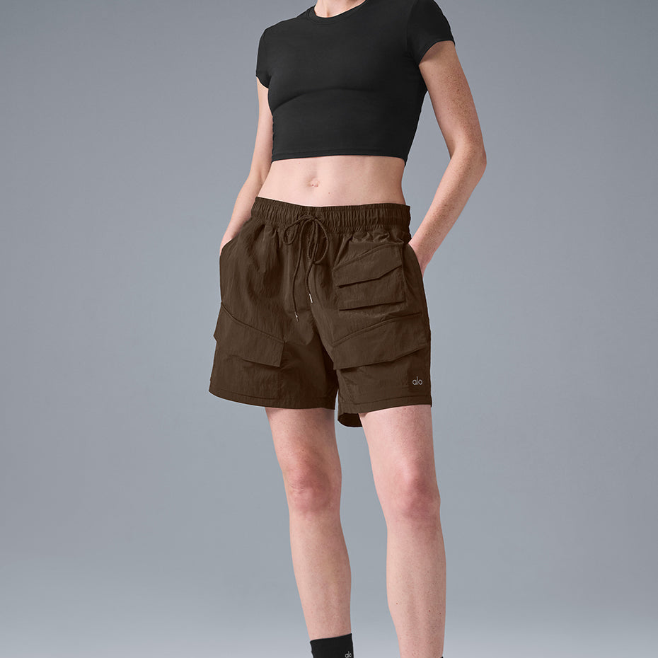 7" Crinkle Nylon Excursion Cargo Short - Espresso