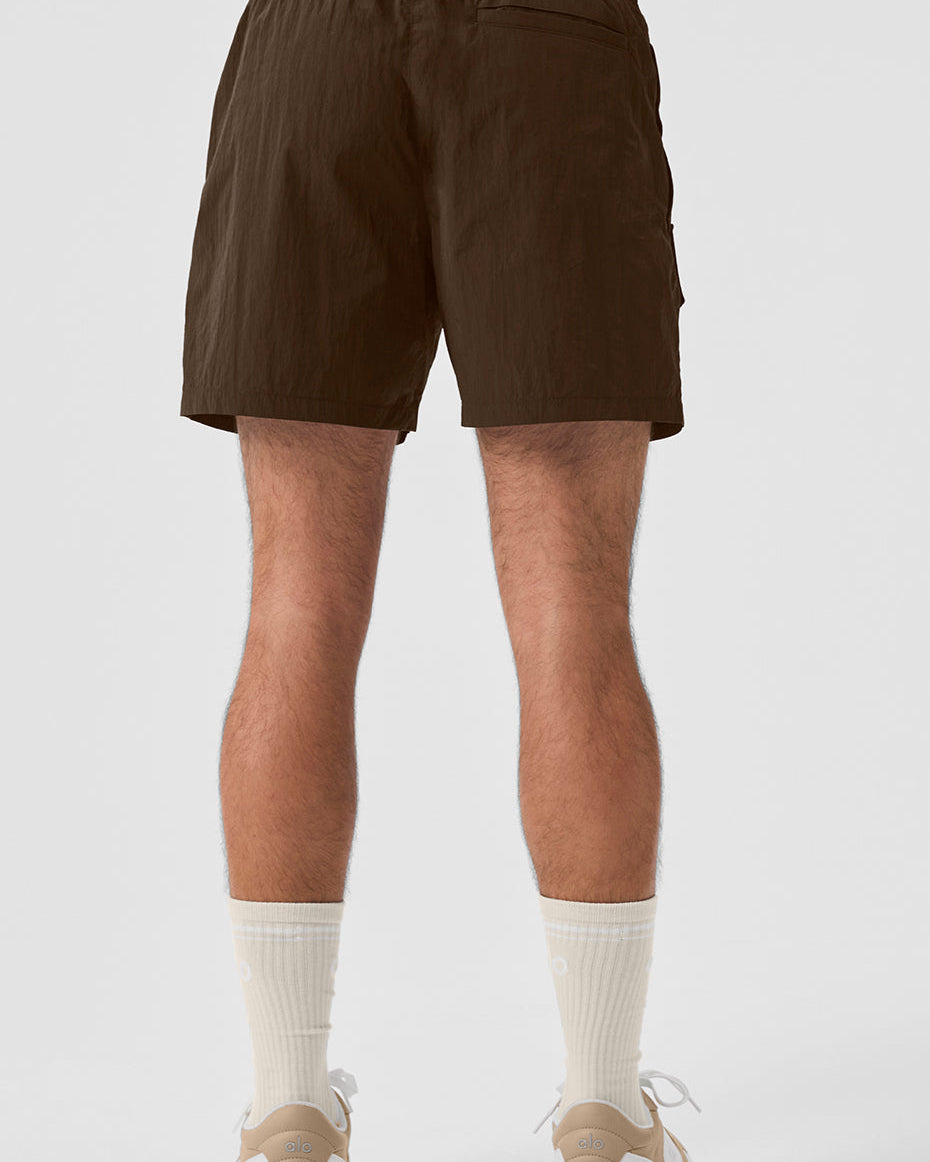 7" Crinkle Nylon Excursion Cargo Short - Espresso