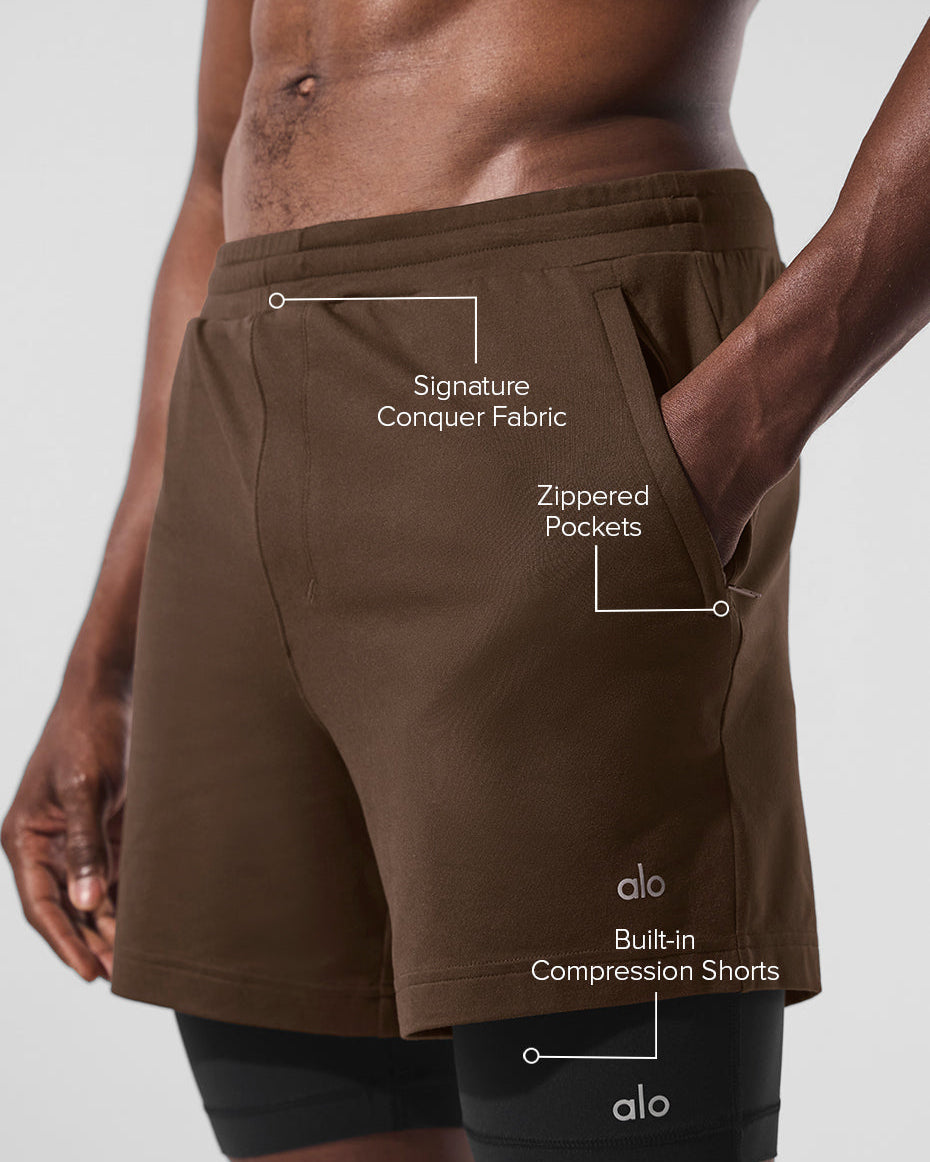 Conquer React 2-In-1 Performance Short - Espresso/Black