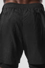 5" Game Time Ripstop 2-In-1 Short - Black/Black