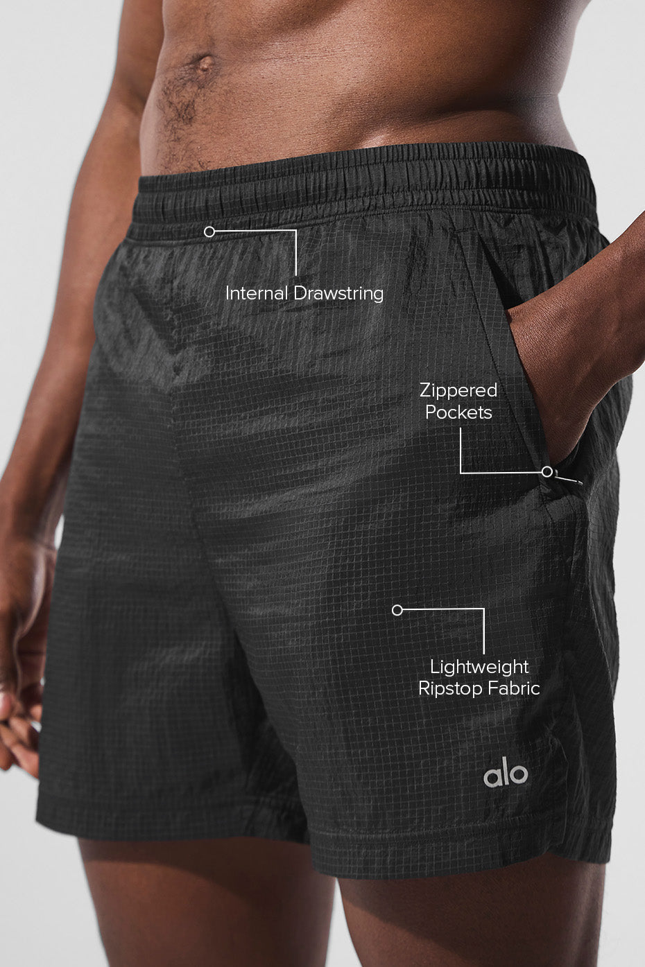 5" Game Time Ripstop 2-In-1 Short - Black/Black