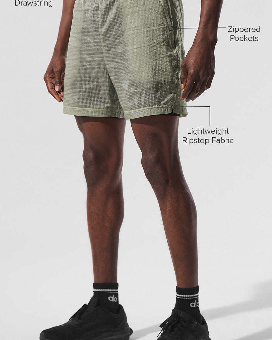 5" Game Time Ripstop 2-In-1 Short - Limestone/Black