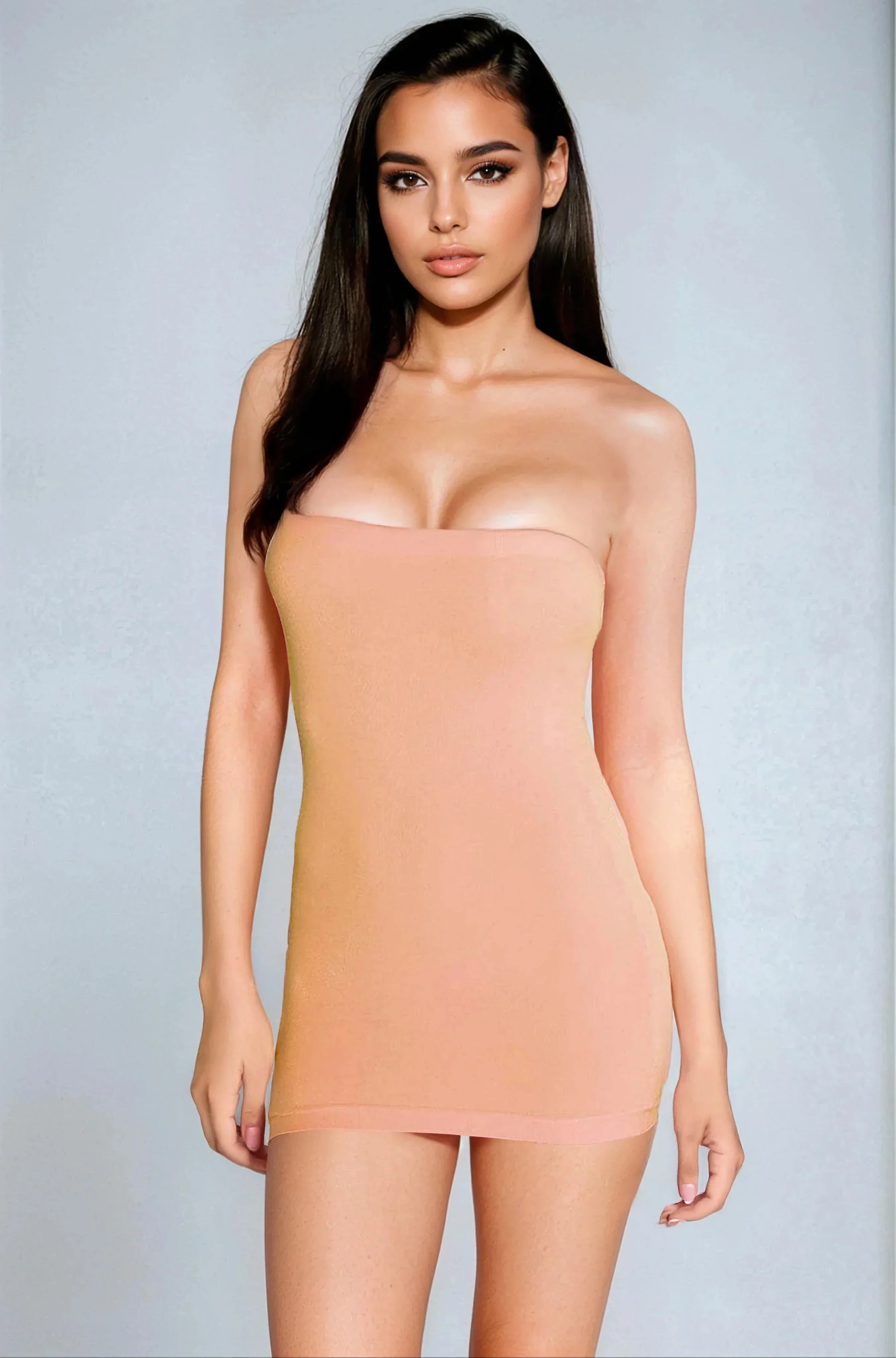 Red Lipstick Strapless Dress