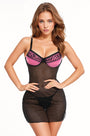 Pink and Black Underwire Chemise