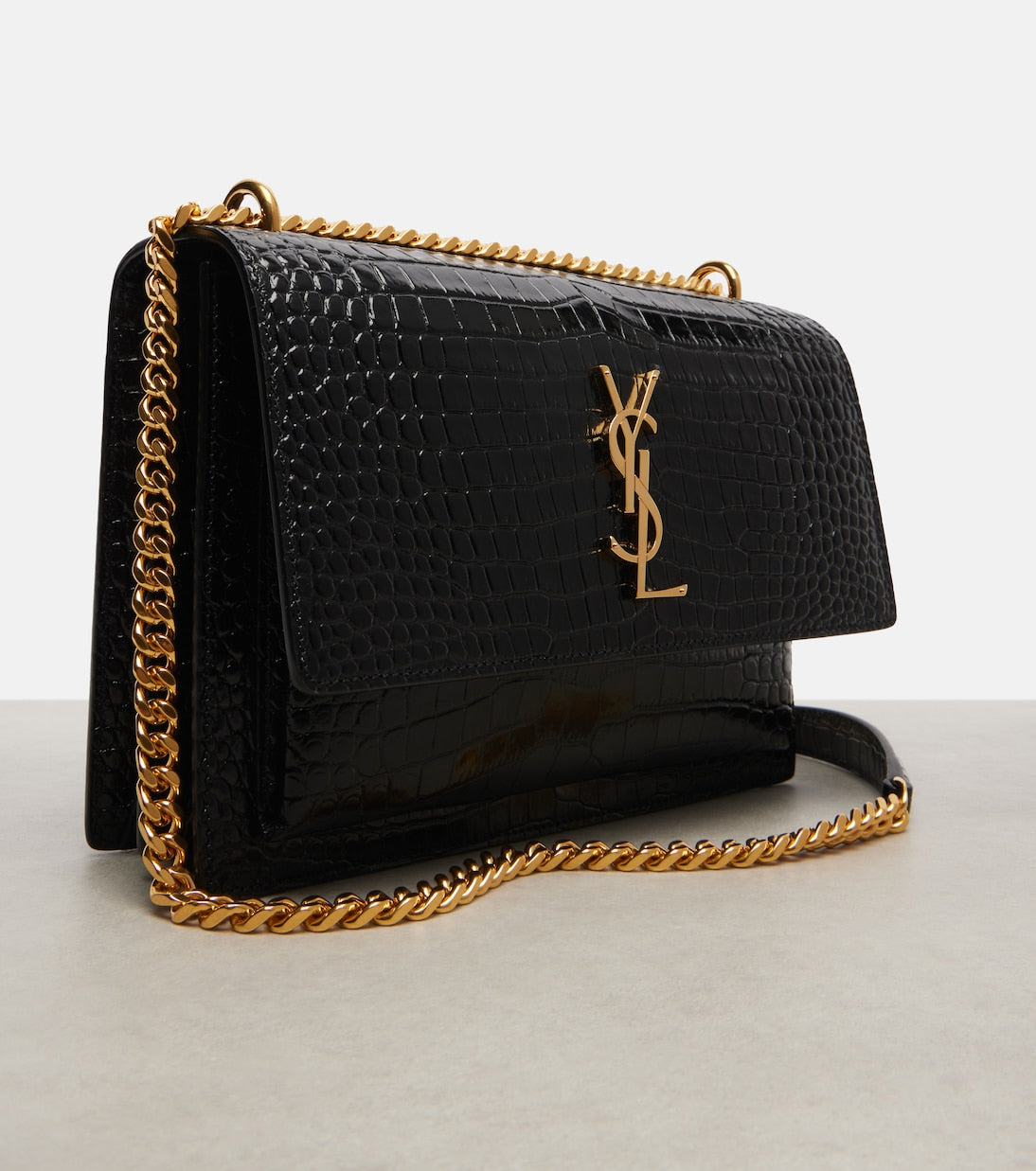 Saint Laurent - Sunset Medium croc-effect leather shoulder bag