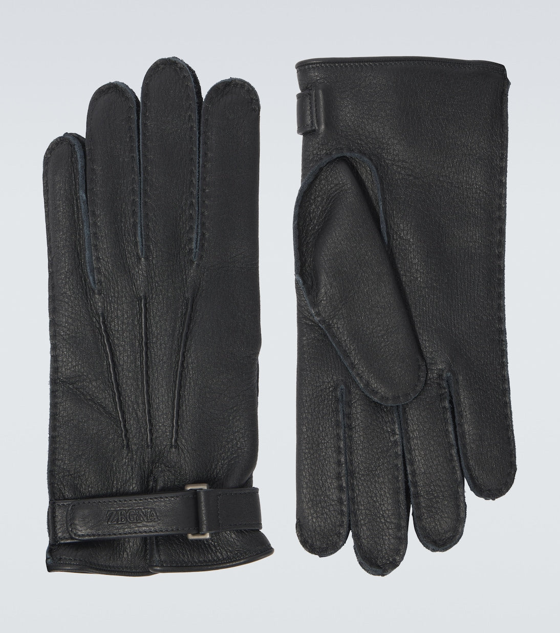Zegna - Embossed leather gloves