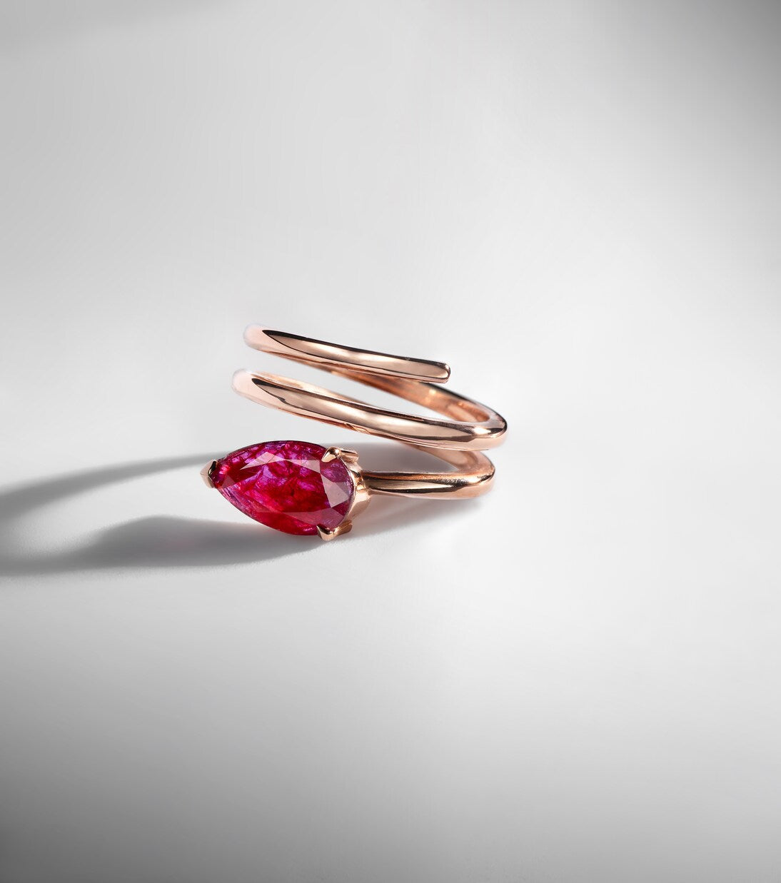 Shay Jewelry - Ruby Pear 18kt rose gold ring with ruby