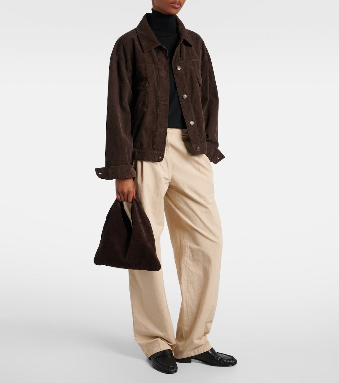The Row - Bindle Small suede top-handle bag