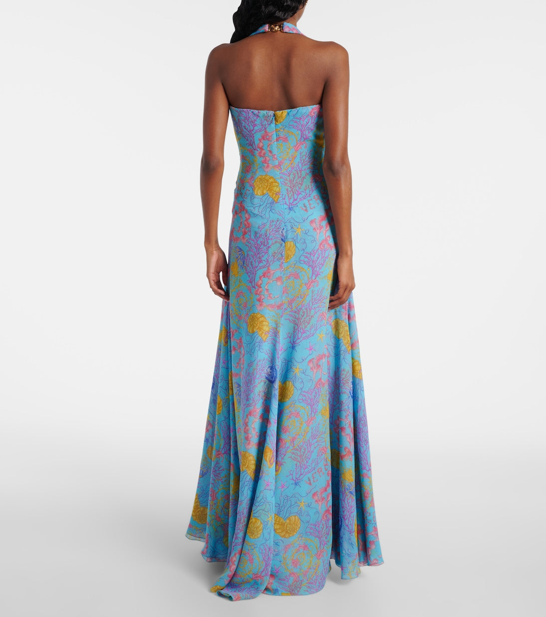 Versace - Printed halterneck gown