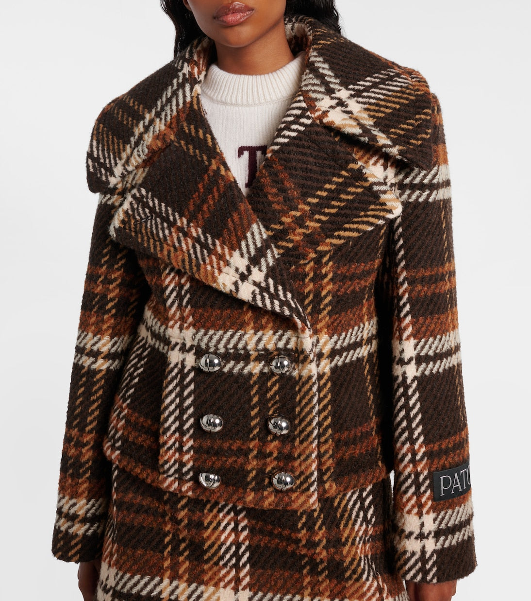 Patou - Checked double-breasted wool-blend jacket
