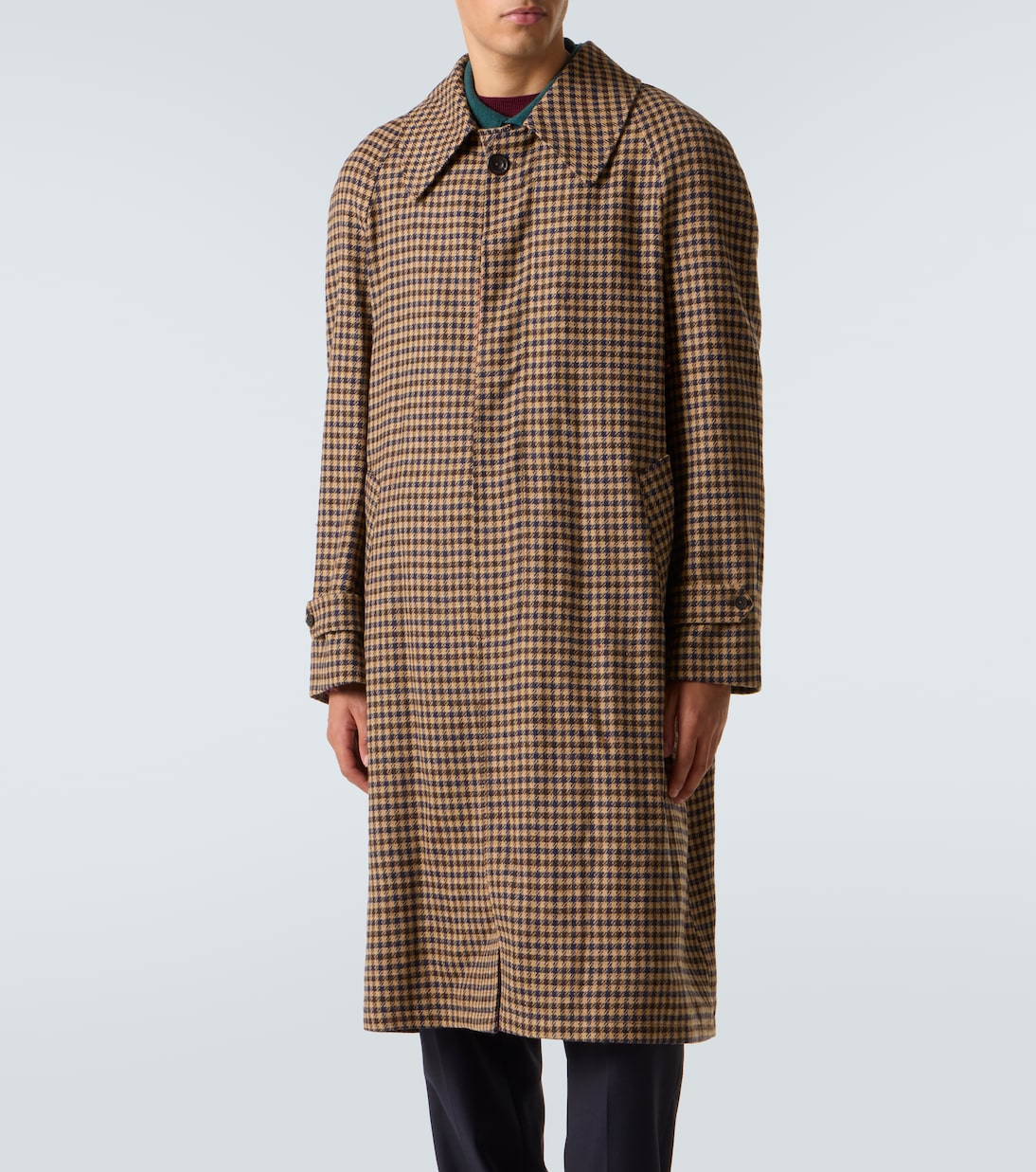 Rubinacci - Houndstooth virgin wool coat