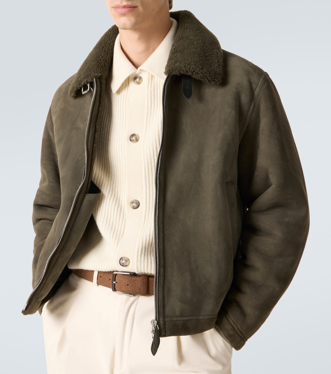 Berluti - Shearling-lined suede blouson jacket